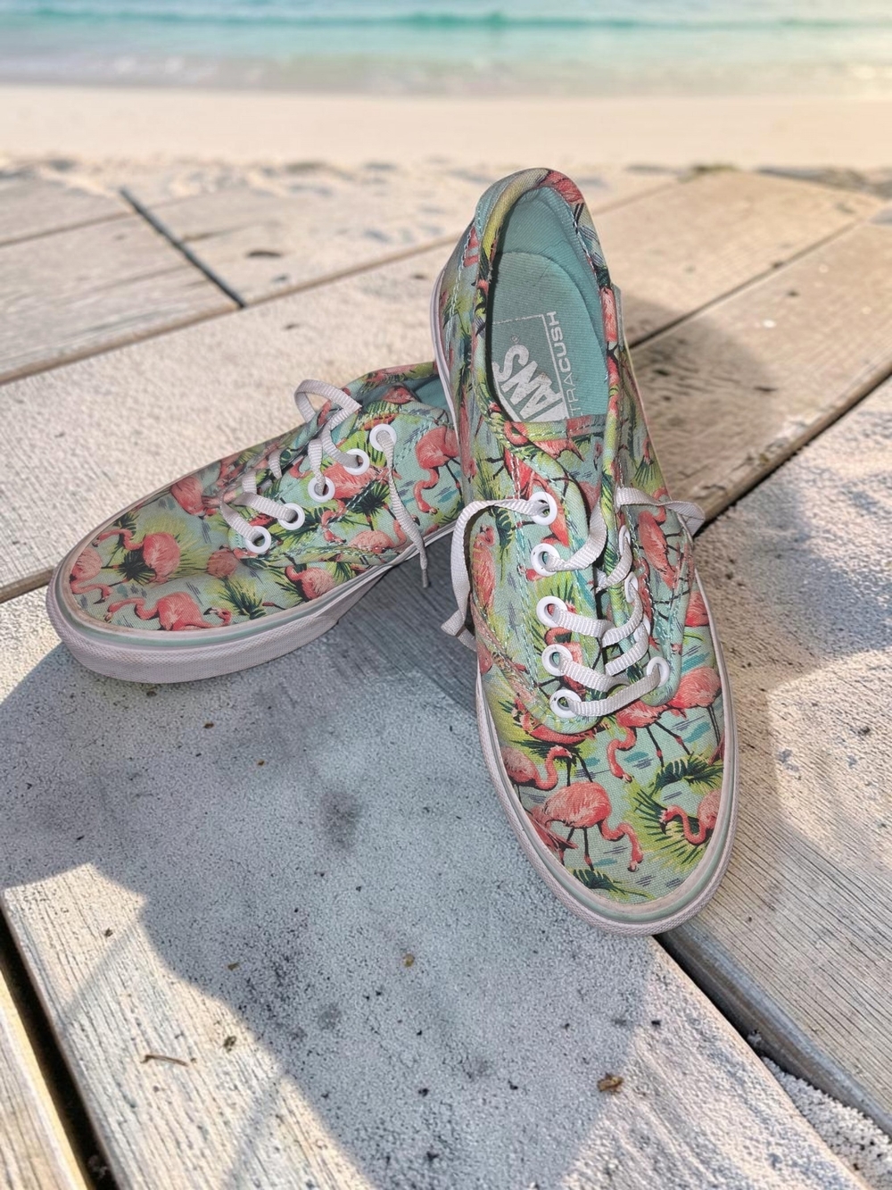 Vans Women's Flamingo Print Canvas Sneakers - Mint/Pink